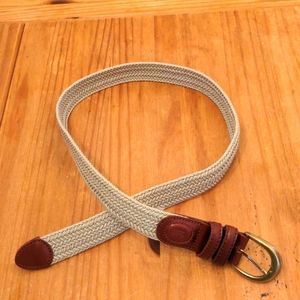 NWOT Liz Claiborne Beige Woven Cotton Belt with Burnished Gold-tone Buckle, M
